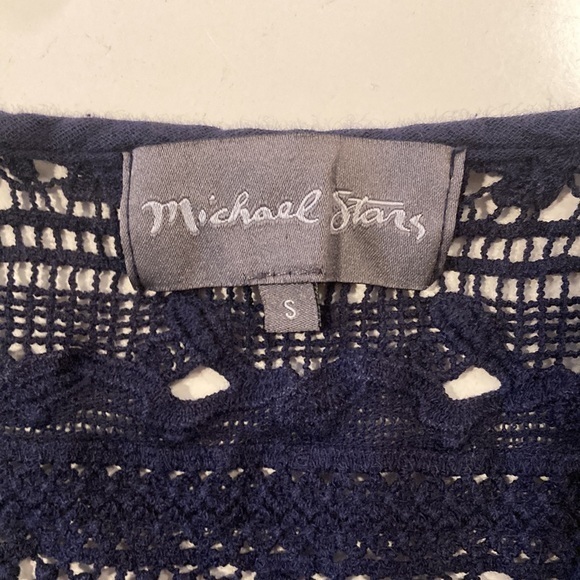 Michael Stars Double Gauze Crochet Racerback Tank Dress‎ Navy Small - Picture 8 of 9